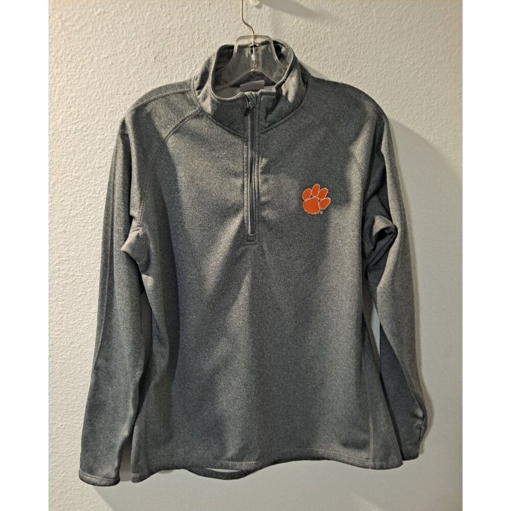 Clemson Tigers (Knights Apparel) Gray 1/4 Zip Long Sleeve Sweatshirt, Size XL